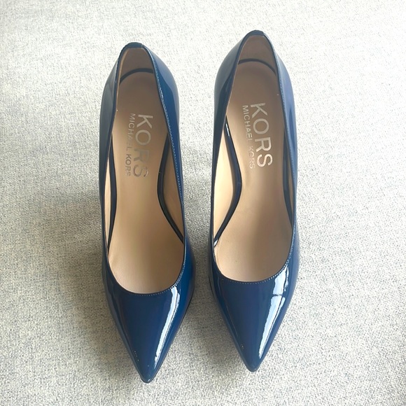 KORS Michael Kors Shoes - KORS Michael Kors Blue Patent Heels